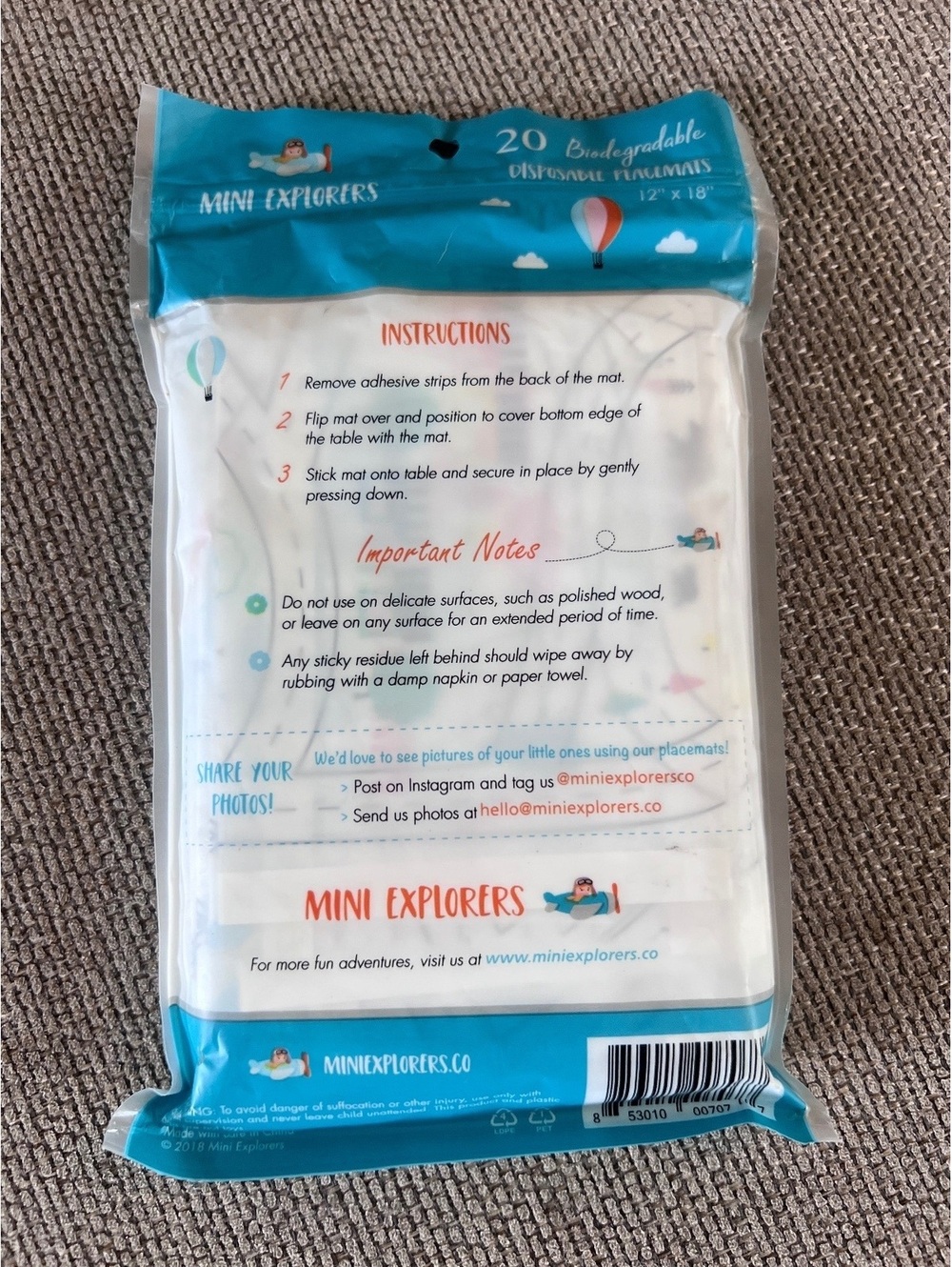 Mini Explorers Disposable Placemats - Picture 2 of 2